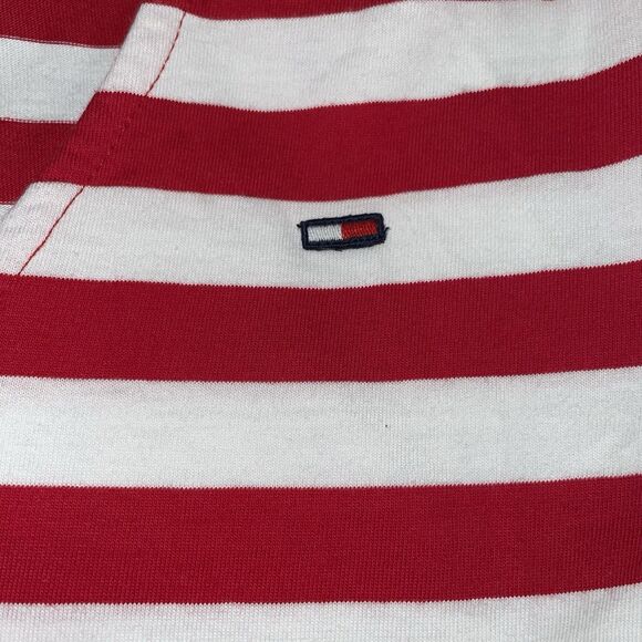 Vintage NWT Tommy Jeans Striped Shirt Nautical Y2K Red White X-Large XL Hilfiger - Picture 8 of 13